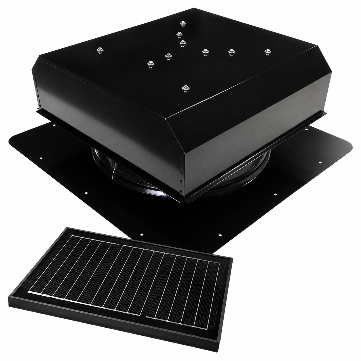 Attic Breeze UltraBreeze PRO 25W Self-Flashing solar attic fan, Jet Black