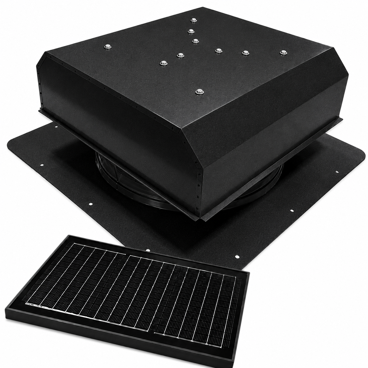 Attic Breeze UltraBreeze PRO 25W Self-Flashing solar attic fan, Textured Black