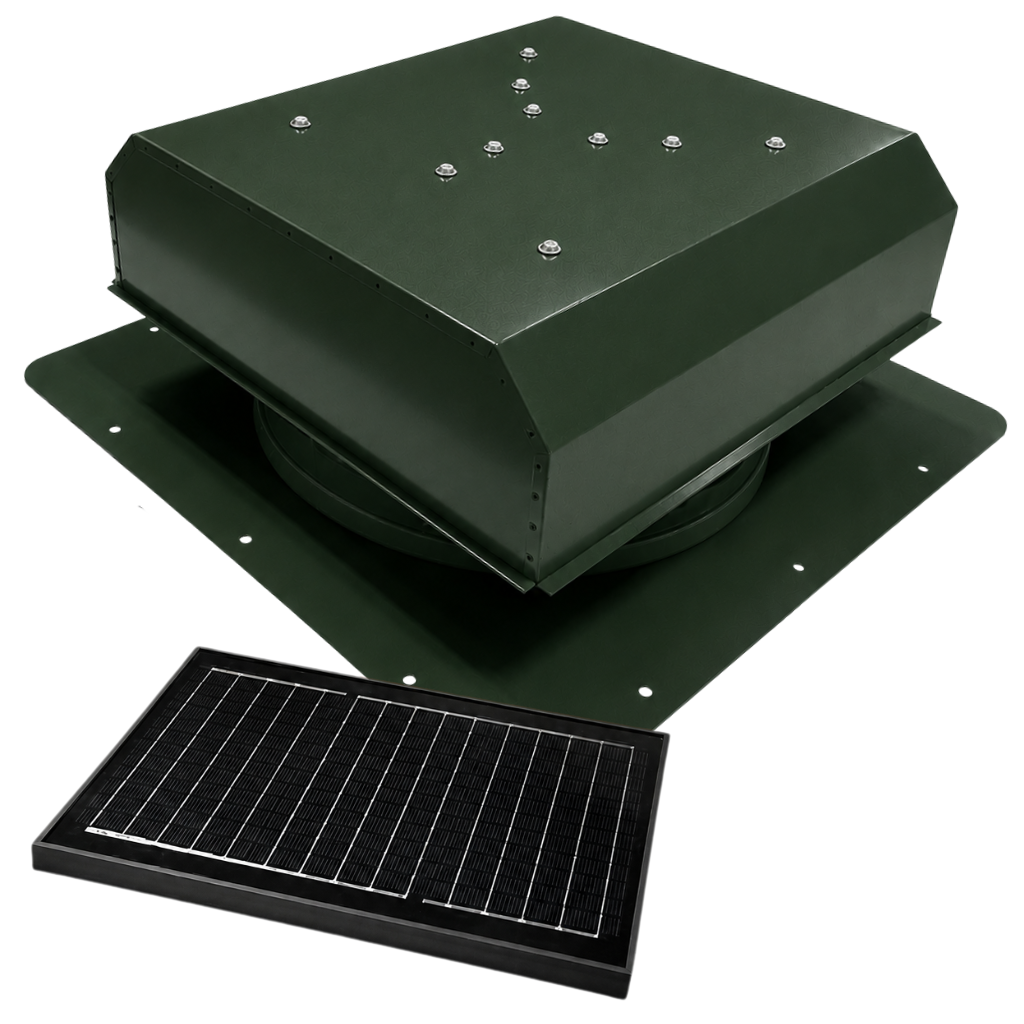 Attic Breeze UltraBreeze PRO 25W Self-Flashing solar attic fan, Classic Green