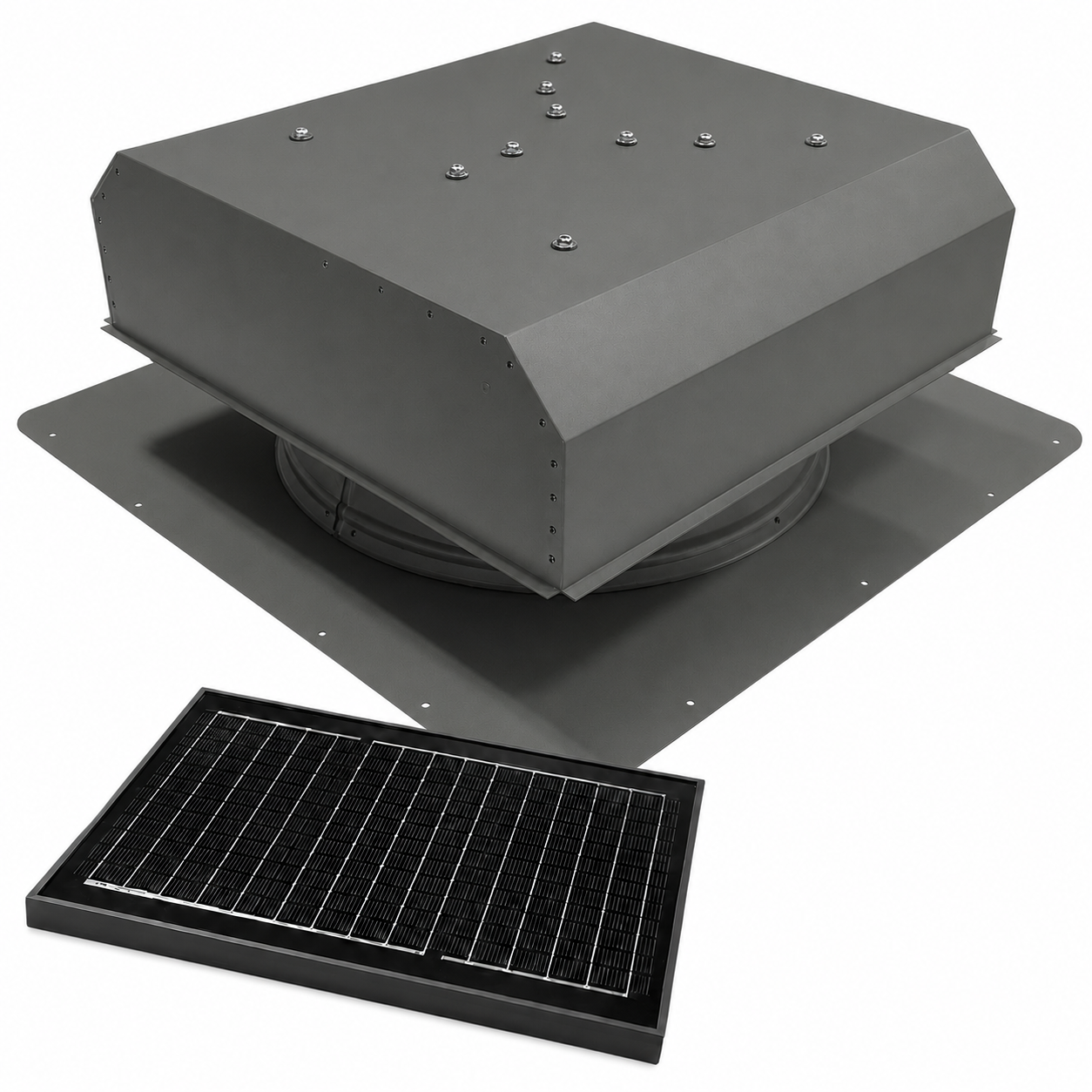 Attic Breeze UltraBreeze PRO 25W Self-Flashing solar attic fan, Weathered Gray