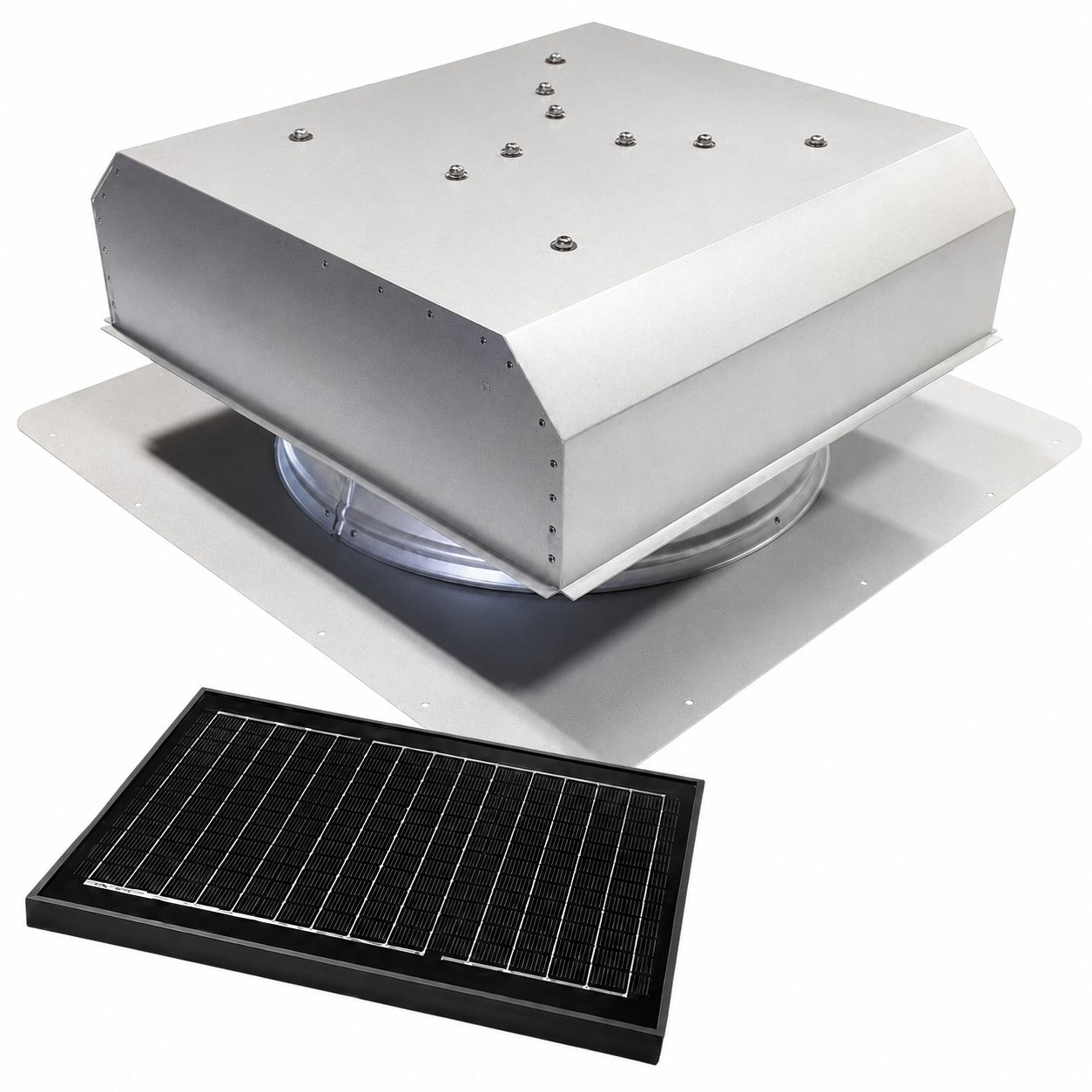 Attic Breeze UltraBreeze PRO 25W Self-Flashing solar attic fan, Mill Finish