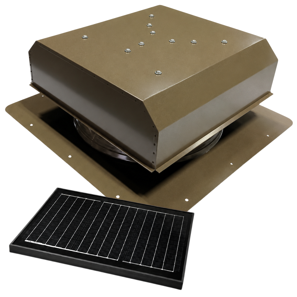 Attic Breeze UltraBreeze PRO 25W Self-Flashing solar attic fan, Shakewood