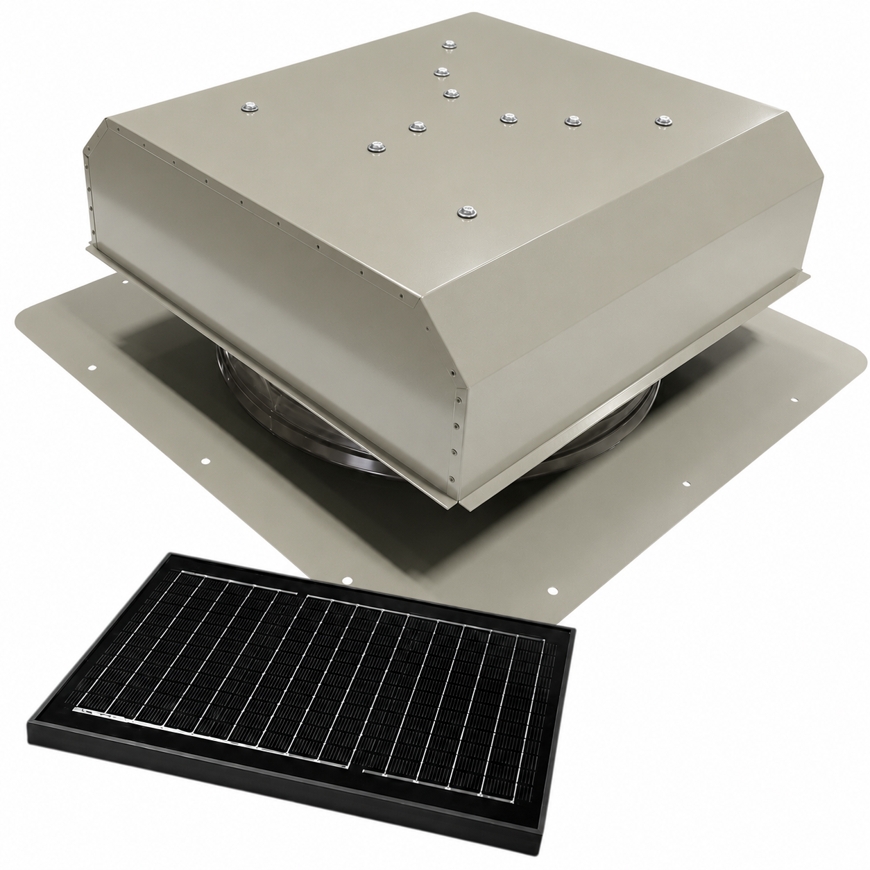 Attic Breeze UltraBreeze PRO 25W Self-Flashing solar attic fan, Sandstone