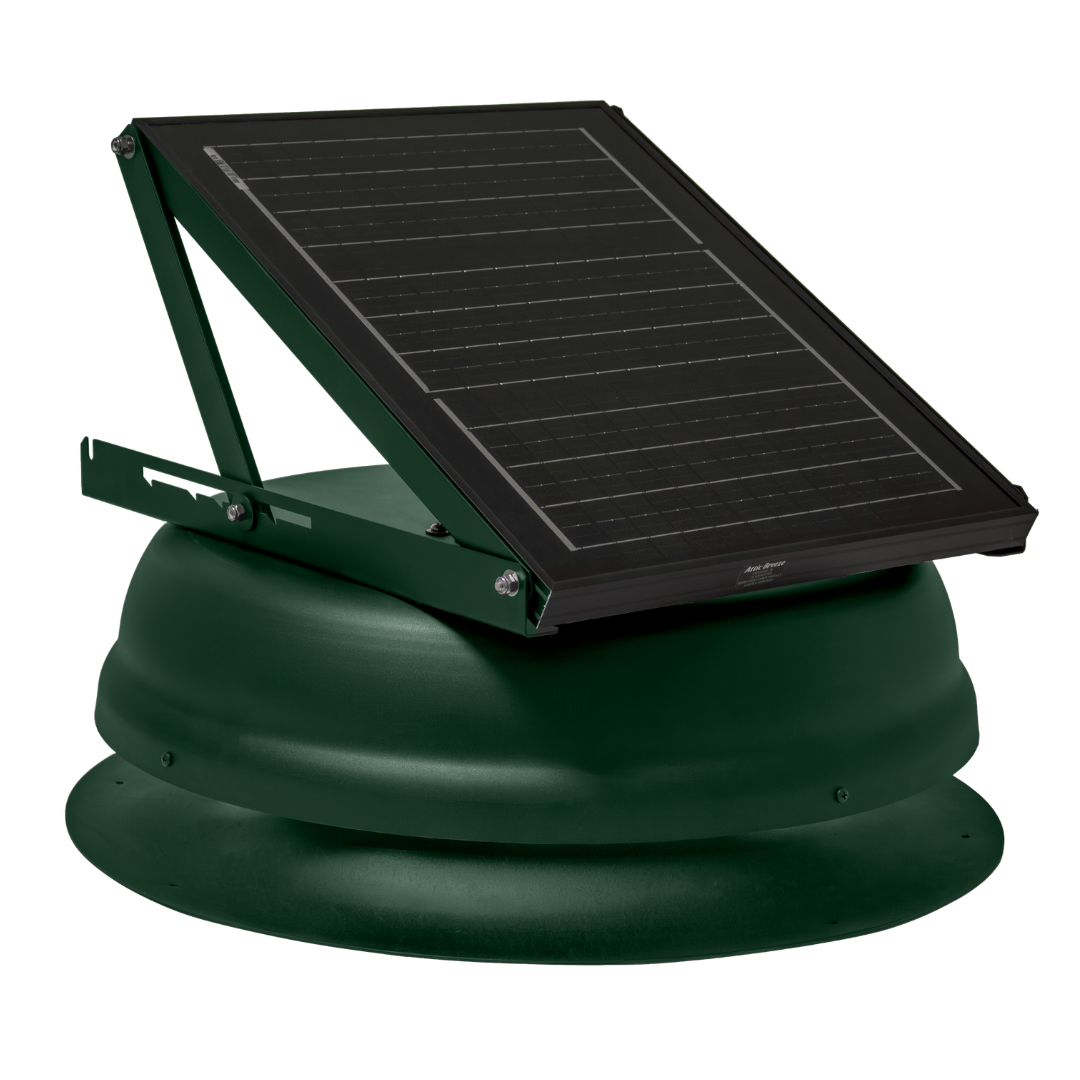 Attic Breeze AeroBreeze PRO 25W Self-Flashing solar attic fan, Classic Green