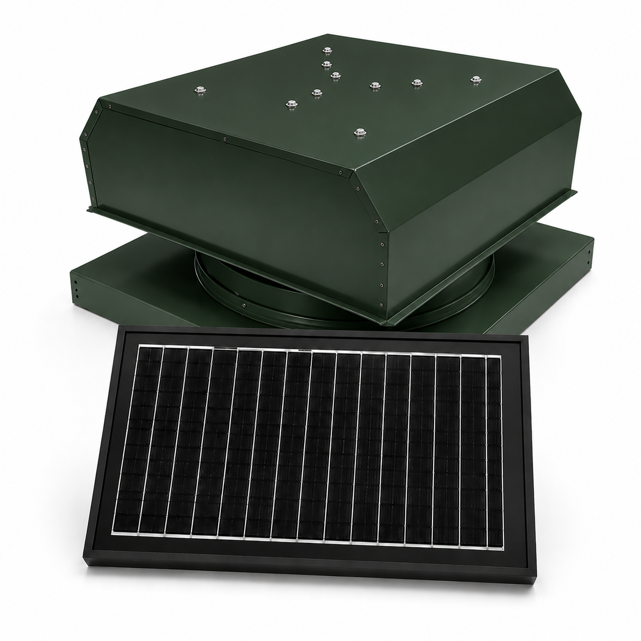 Attic Breeze UltraBreeze PRO 25W Curb Mount solar attic fan, Classic Green