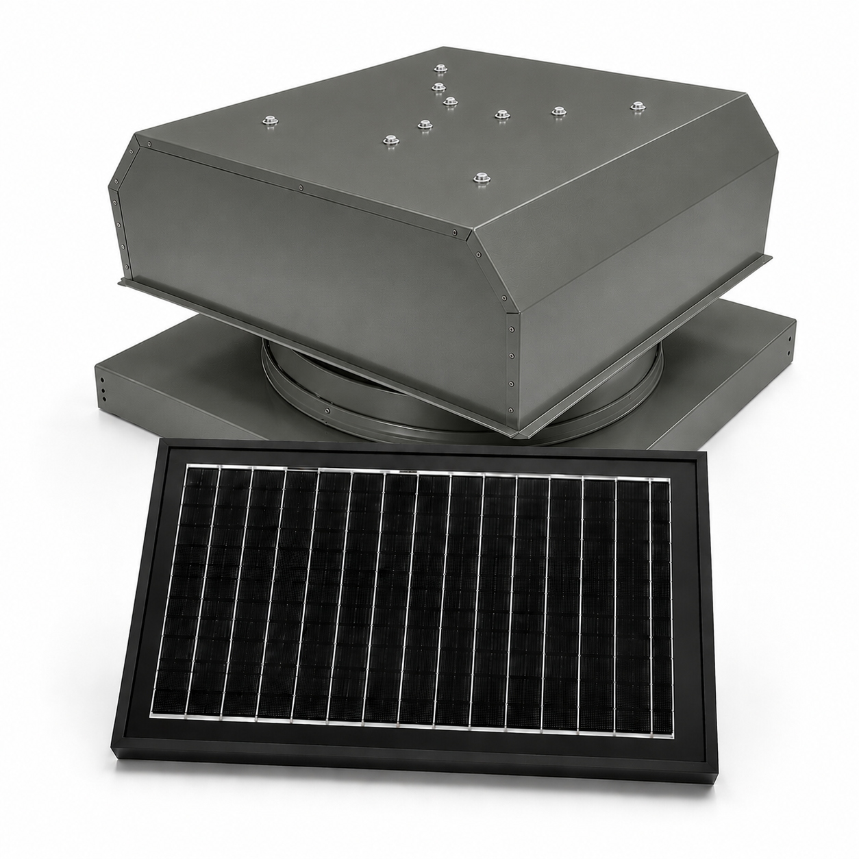 Attic Breeze UltraBreeze PRO 25W Curb Mount solar attic fan, Weathered Gray
