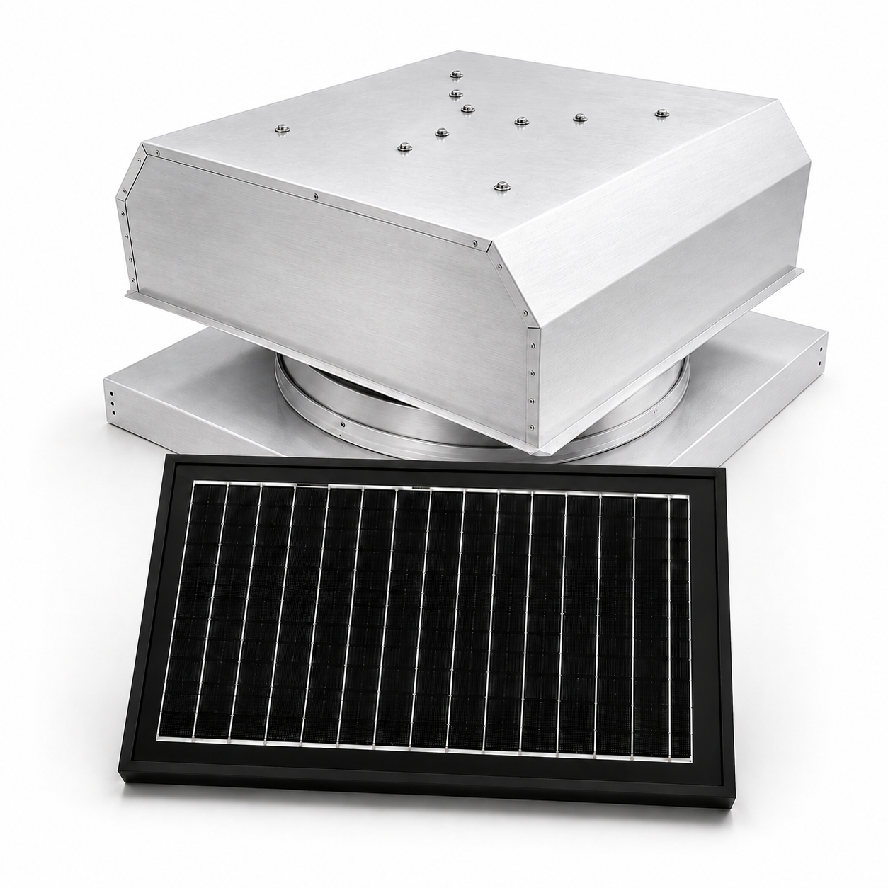 Attic Breeze UltraBreeze PRO 25W Curb Mount solar attic fan, Mill Finish