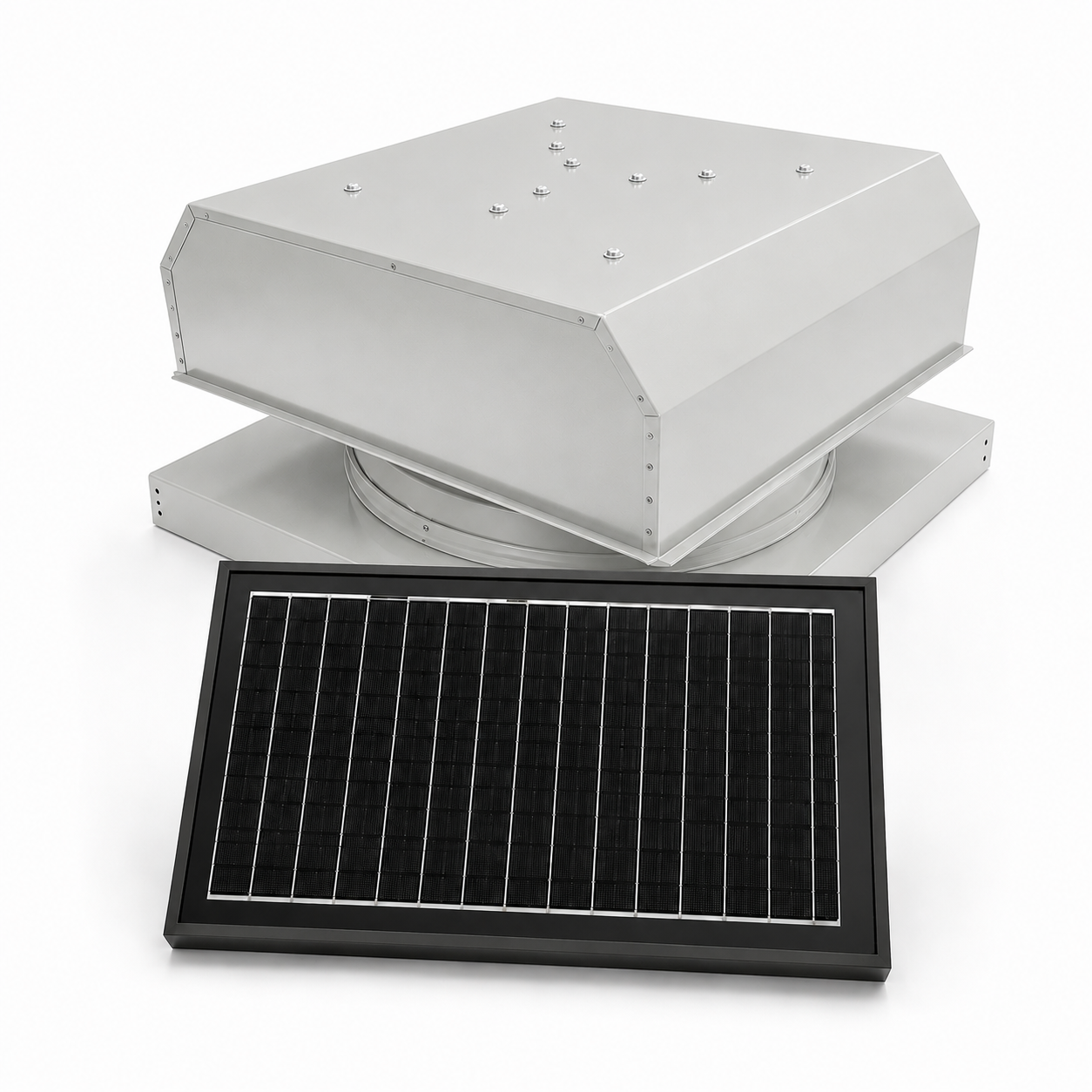 Attic Breeze UltraBreeze PRO 25W Curb Mount solar attic fan, Anodized Silver