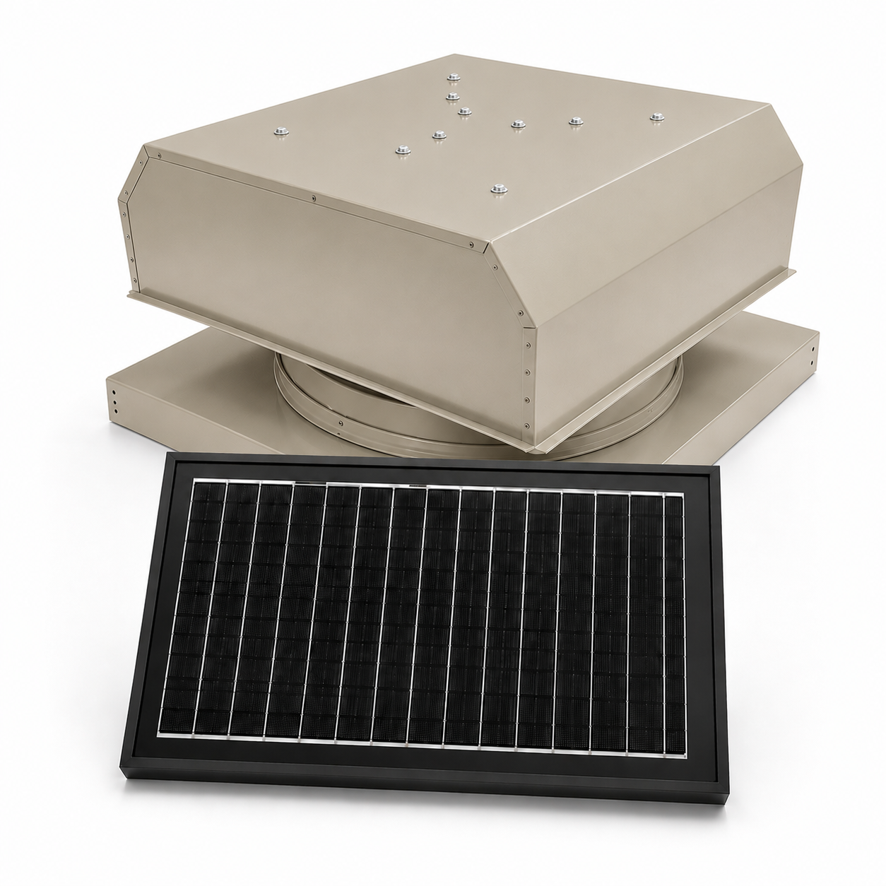 Attic Breeze UltraBreeze PRO 25W Curb Mount solar attic fan, Sandstone