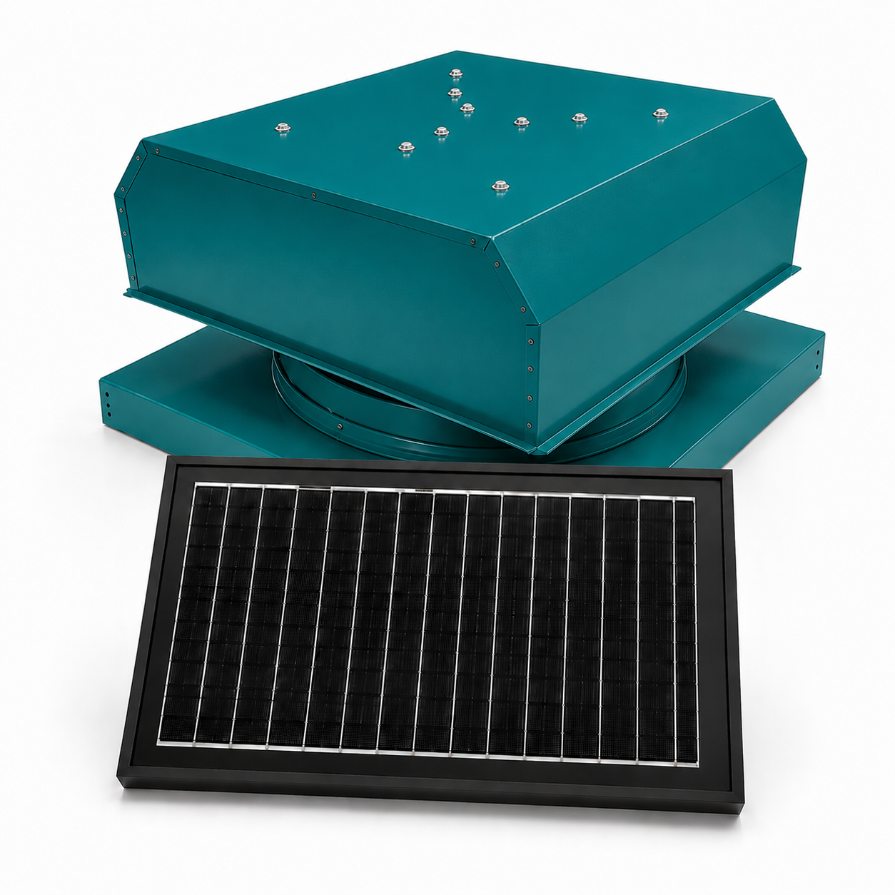 Attic Breeze UltraBreeze PRO 25W Curb Mount solar attic fan, Turquoise