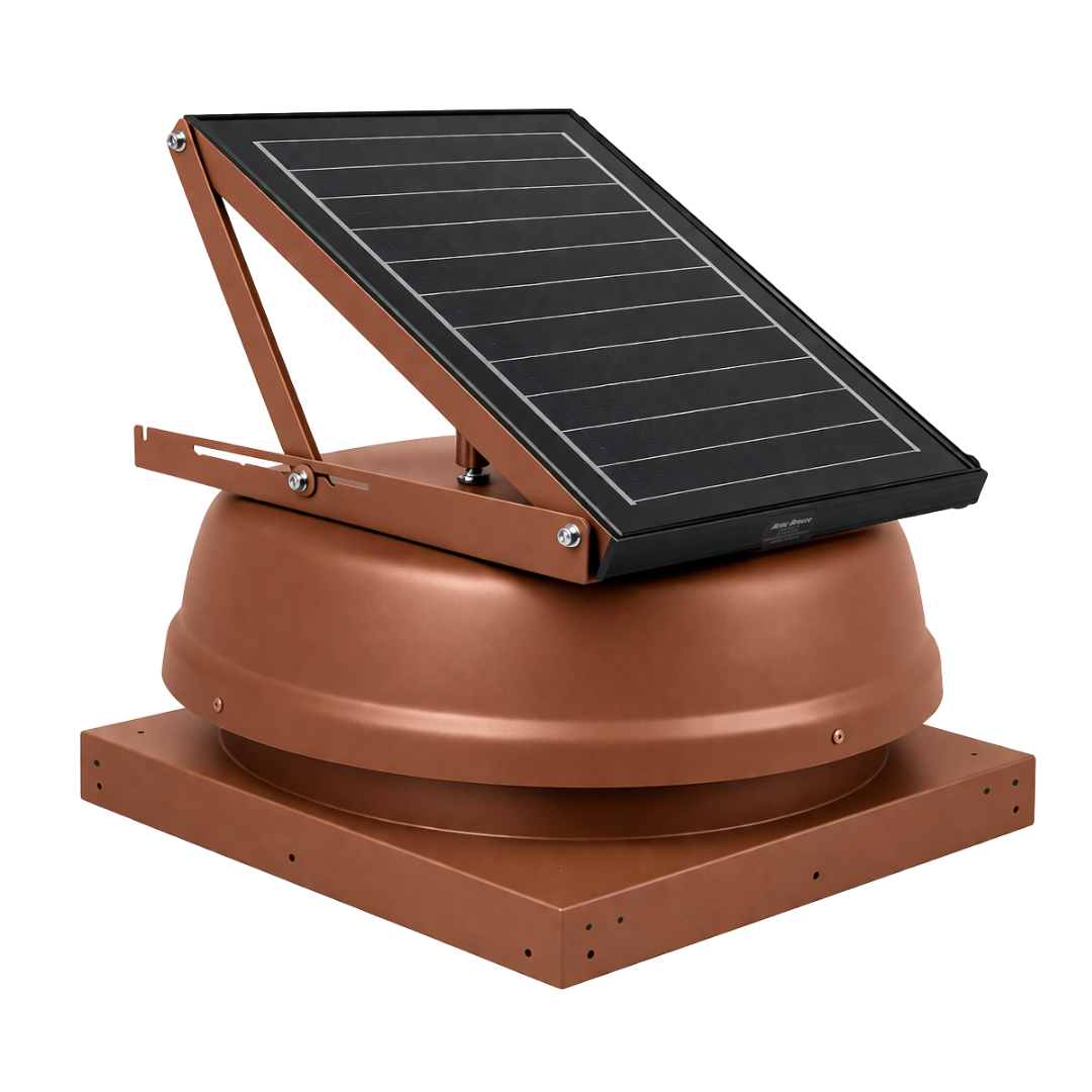 Attic Breeze AeroBreeze PRO 25W Curb Mount solar attic fan, Hickory