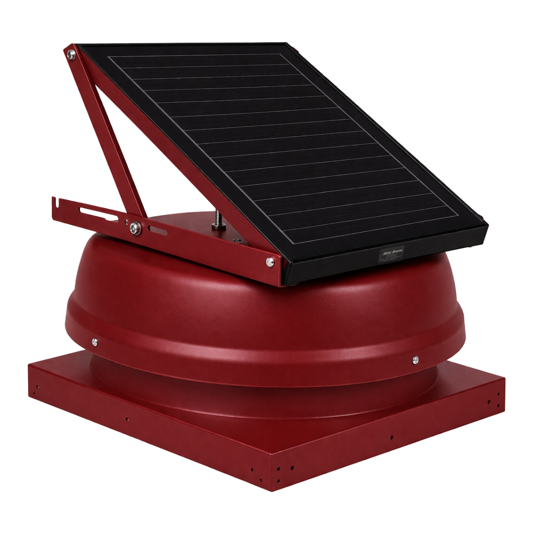 Attic Breeze AeroBreeze PRO 25W Curb Mount solar attic fan, Brick Red