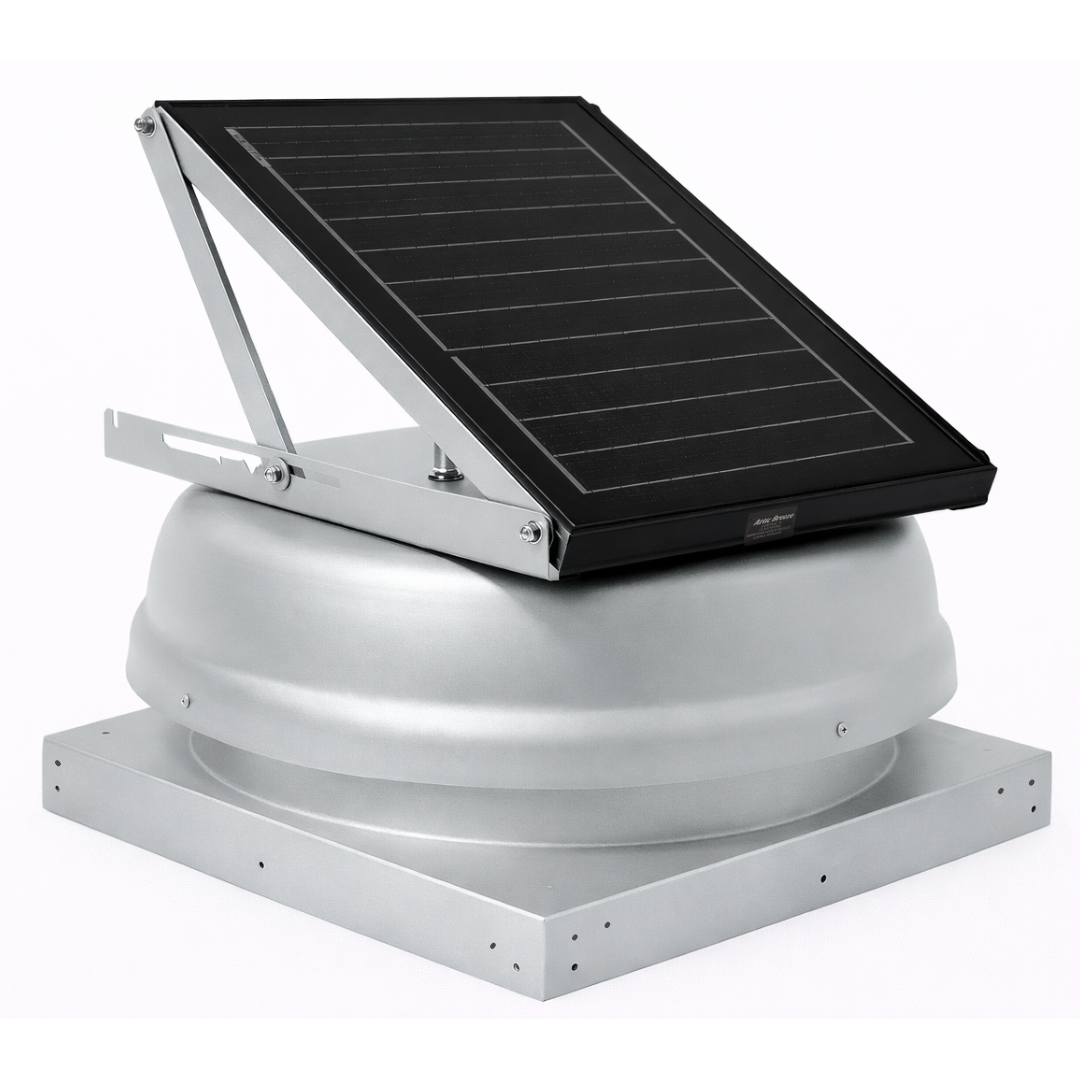 Attic Breeze AeroBreeze PRO 25W Curb Mount solar attic fan, Anodized Silver