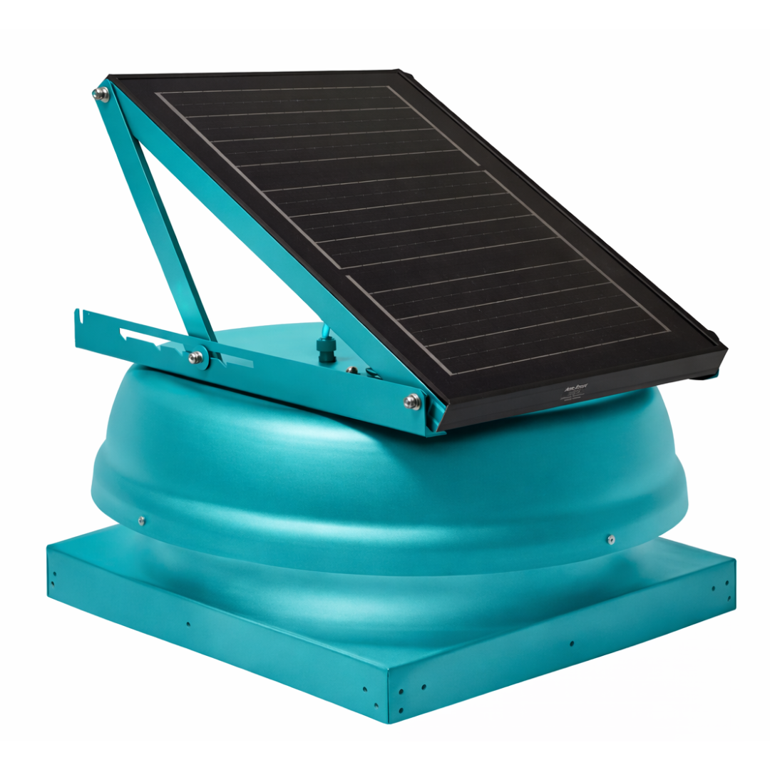 Attic Breeze AeroBreeze PRO 25W Curb Mount solar attic fan, Turquoise