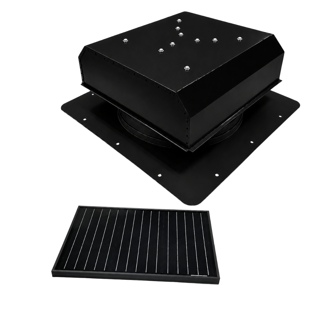 Attic Breeze UltraBreeze HP 35W Self-Flashing solar attic fan, Jet Black