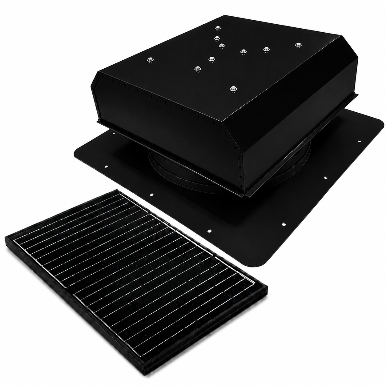 Attic Breeze UltraBreeze MAX 45W Self-Flashing solar attic fan, Jet Black