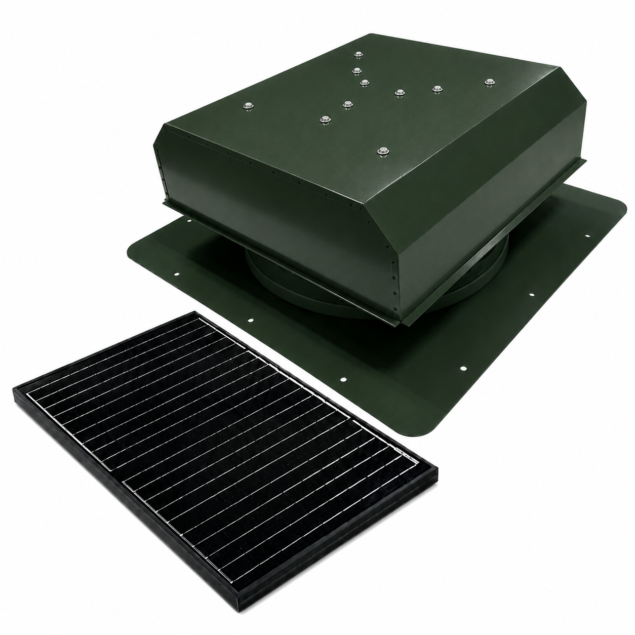 Attic Breeze UltraBreeze MAX 45W Self-Flashing solar attic fan, Classic Green