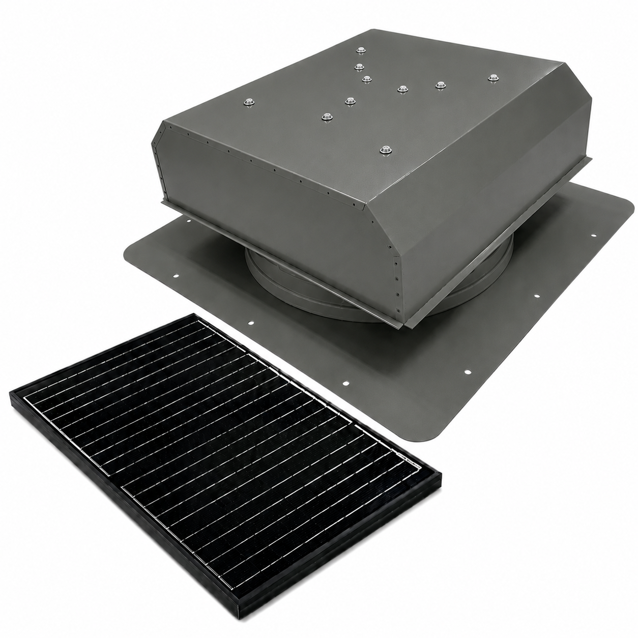 Attic Breeze UltraBreeze MAX 45W Self-Flashing solar attic fan, Weathered Gray