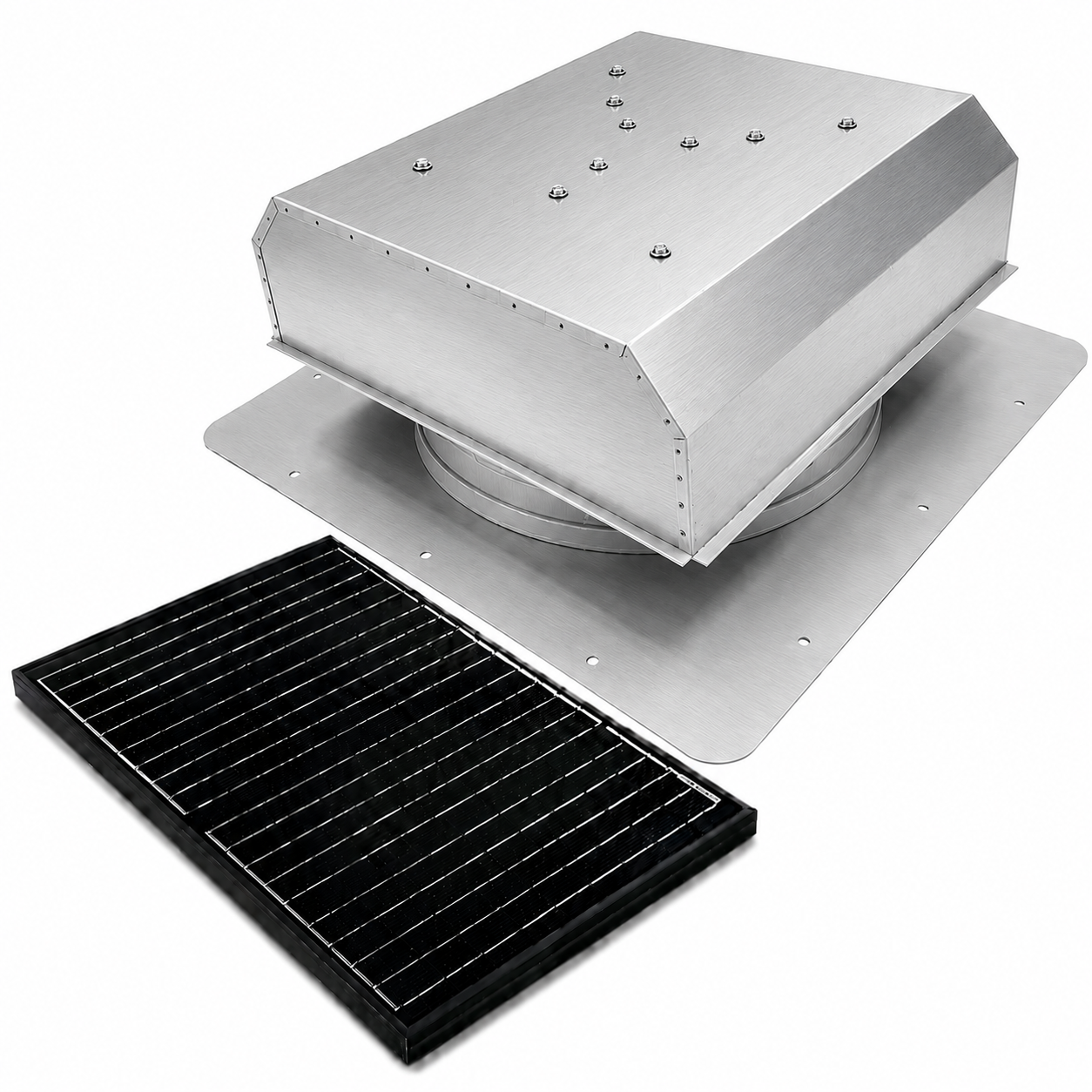 Attic Breeze UltraBreeze MAX 45W Self-Flashing solar attic fan, Mill Finish