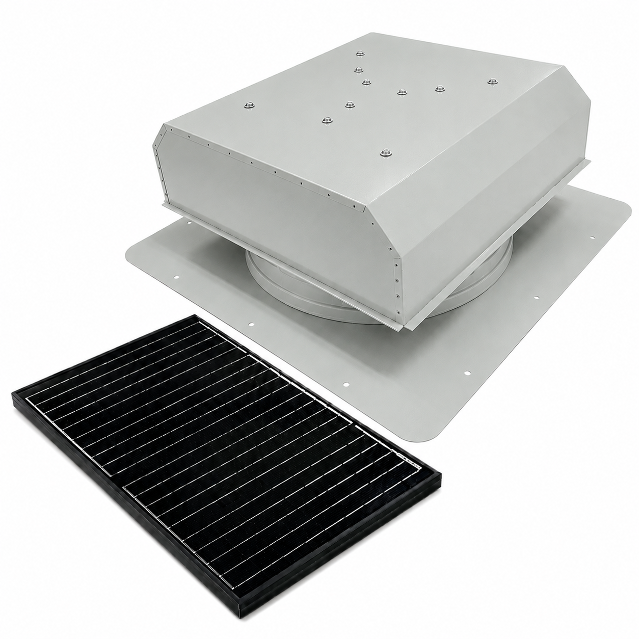 Attic Breeze UltraBreeze MAX 45W Self-Flashing solar attic fan, Anodized Silver