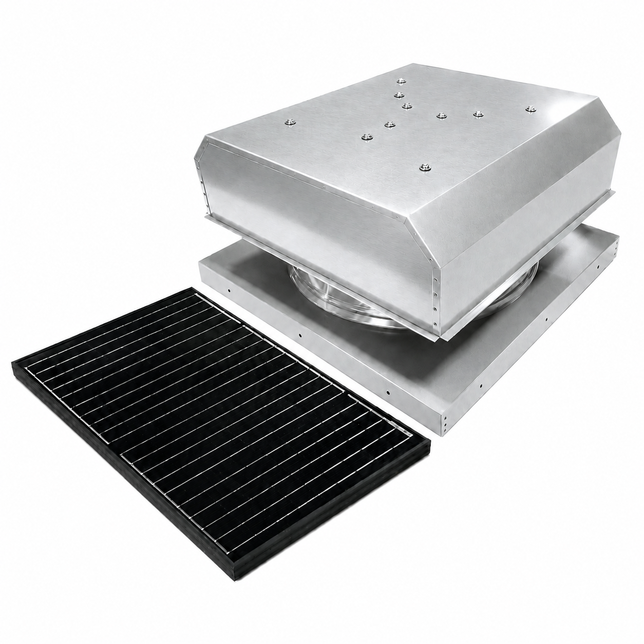 Attic Breeze UltraBreeze MAX 45W Curb Mount solar attic fan, Mill Finish