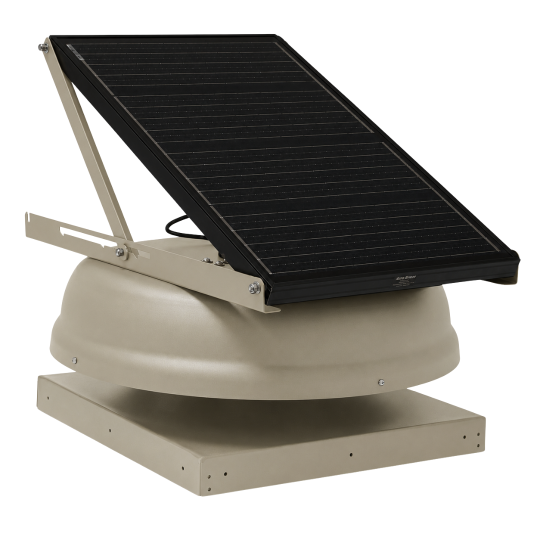 Attic Breeze AeroBreeze MAX 45W Curb Mount solar attic fan, Sandstone