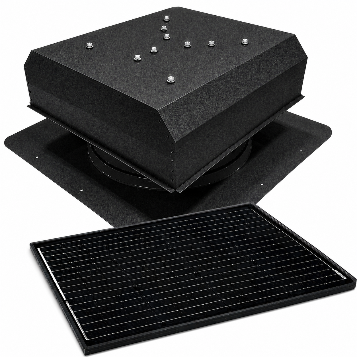 Attic Breeze UltraBreeze ELITE 65W Self-Flashing solar attic fan, Textured Black