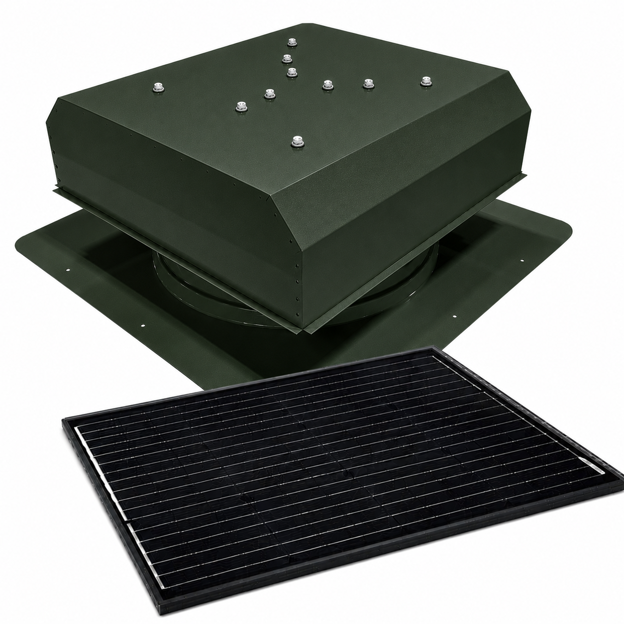 Attic Breeze UltraBreeze ELITE 65W Self-Flashing solar attic fan, Classic Green