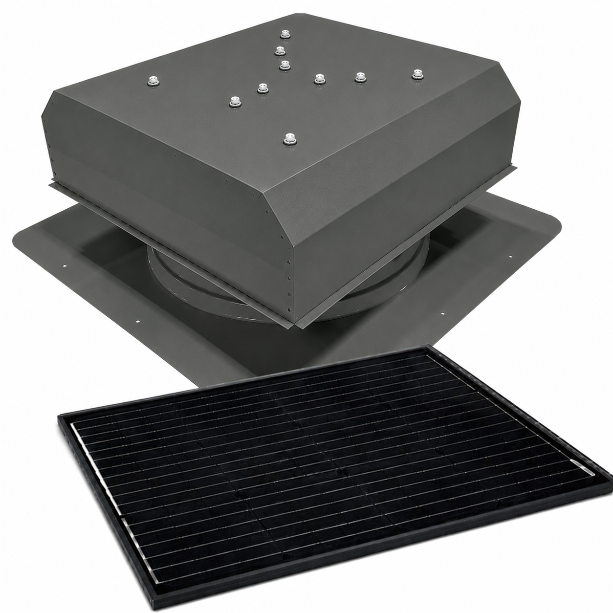 Attic Breeze UltraBreeze ELITE 65W Self-Flashing solar attic fan, Weathered Gray
