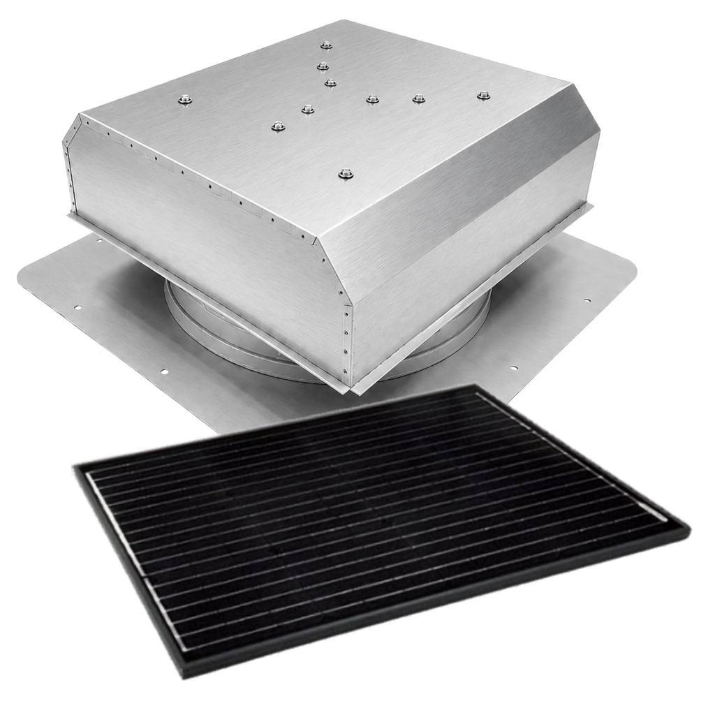 Attic Breeze UltraBreeze ELITE 65W Self-Flashing solar attic fan, Mill Finish