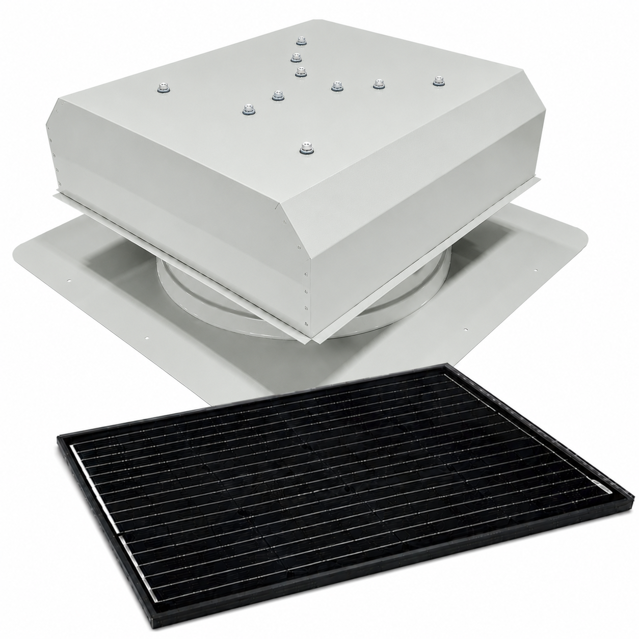 Attic Breeze UltraBreeze ELITE 65W Self-Flashing solar attic fan, Anodized Silver