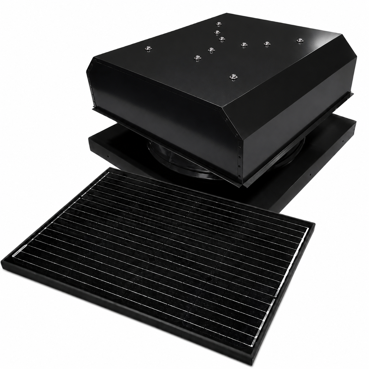 Attic Breeze UltraBreeze ELITE 65W Curb Mount solar attic fan, Jet Black