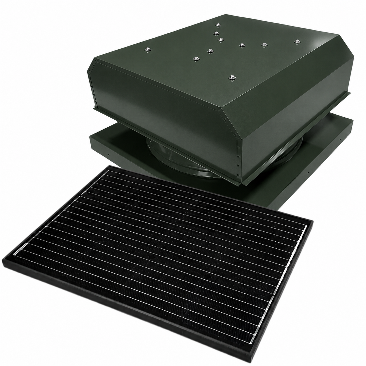 Attic Breeze UltraBreeze ELITE 65W Curb Mount solar attic fan, Classic Green