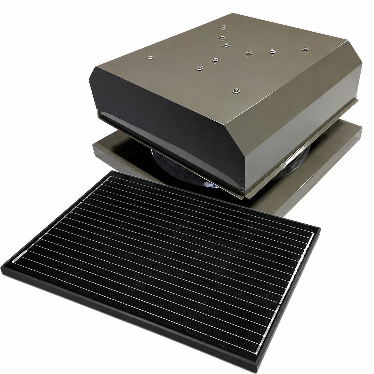 Attic Breeze UltraBreeze ELITE 65W Curb Mount solar attic fan, Weathered Gray