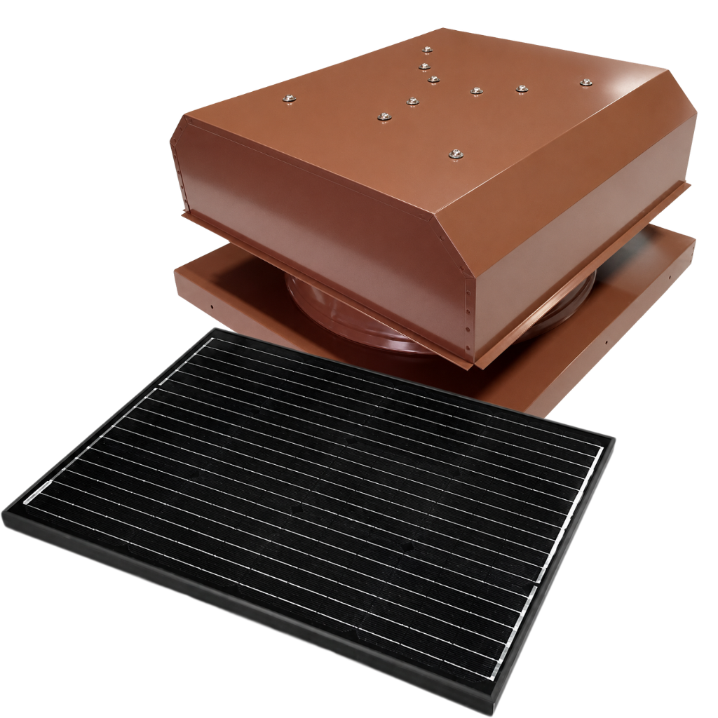 Attic Breeze UltraBreeze ELITE 65W Curb Mount solar attic fan, Hickory