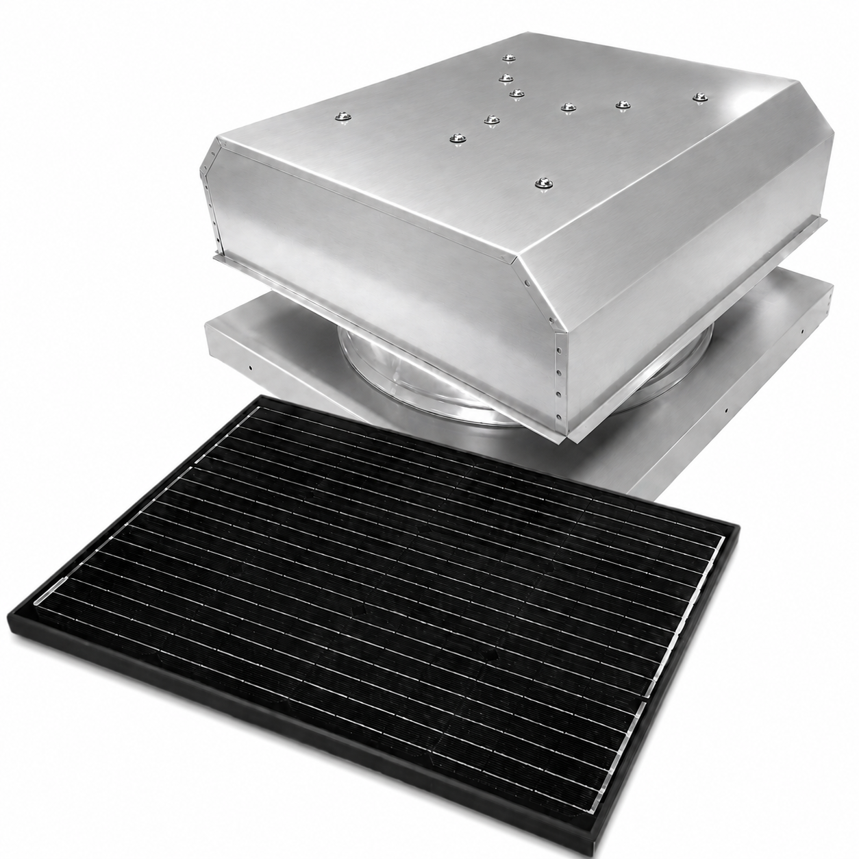 Attic Breeze UltraBreeze ELITE 65W Curb Mount solar attic fan, Mill Finish