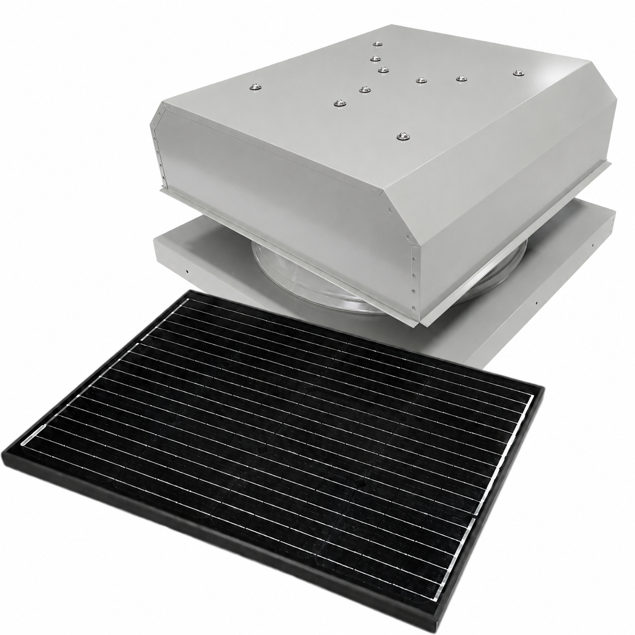 Attic Breeze UltraBreeze ELITE 65W Curb Mount solar attic fan, Anodized Silver