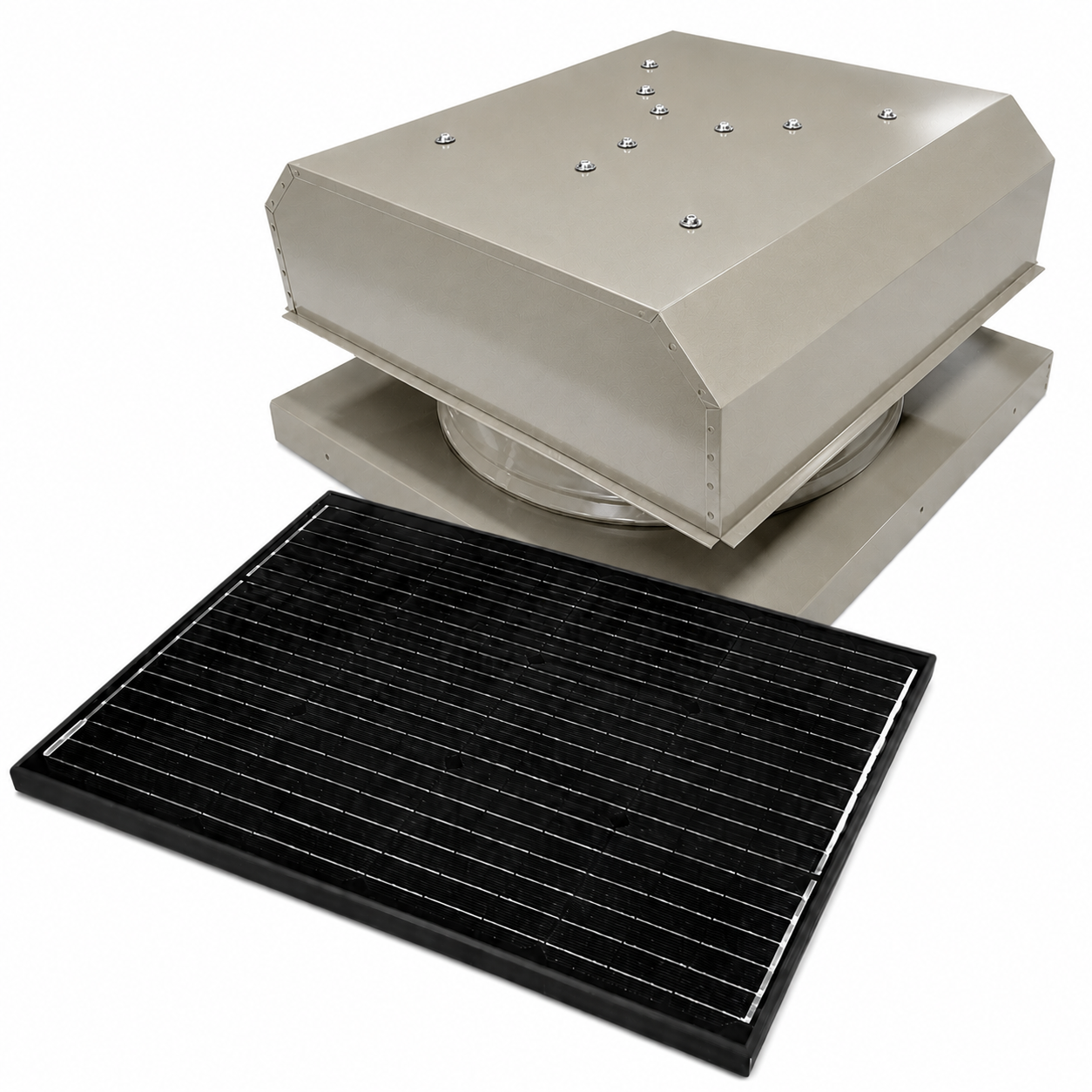 Attic Breeze UltraBreeze ELITE 65W Curb Mount solar attic fan, Sandstone